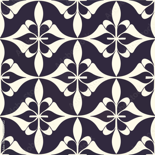 Mesmerizing black and white background adorned with an intricate damask pattern featuring dark floral motifs and an alluring indigo occult design.
