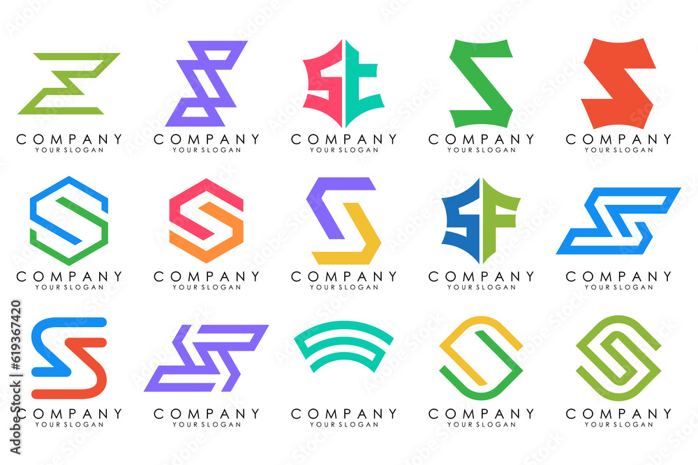 Abstract collection with letters S logo design. creative design logotype S with colorful colors. Abstract collection with letters S logo design. creative design logotype S with colorful colors.