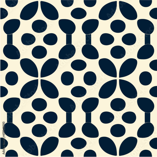 Seamless black and white pattern on a white background  creating a repetitive fabric design that is visually appealing and versatile.