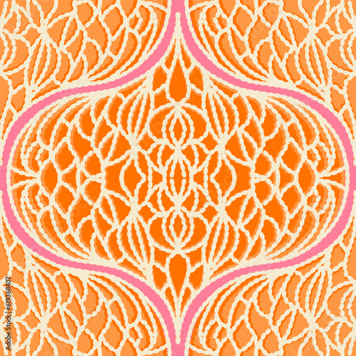 Passementerie Lace orange pink white