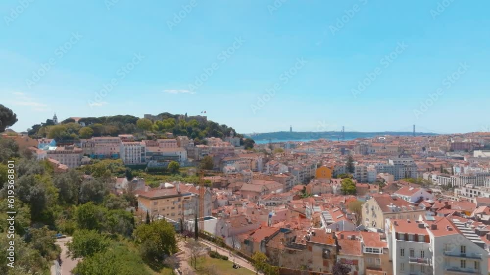 Skyline of Lisbon, Portugal, view from Miradouro da Graca Skyline of Lisbon, Portugal, view from Miradouro da Graca