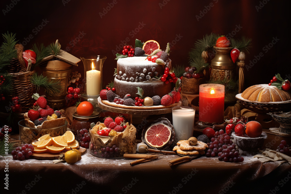 christmas cake with candles