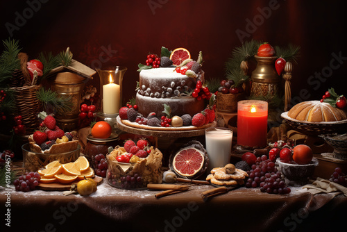 christmas cake with candles