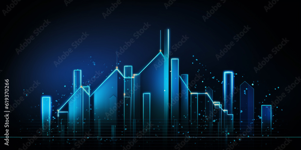 Fototapeta premium business arrow up growth line circuit technology on dark blue background.