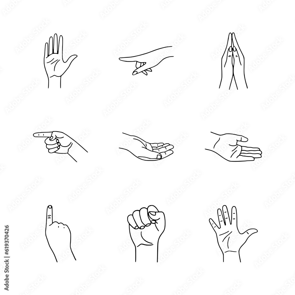set of hand gesture icons Stock Vector Adobe Stock