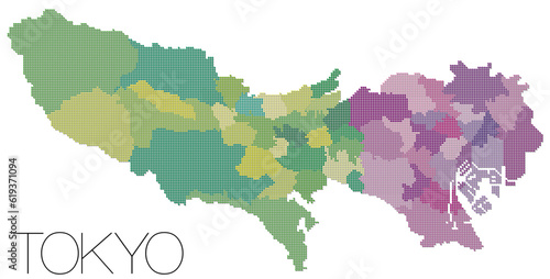 東京都ドット地図 23区 多摩地域 地域分け TOKIO map