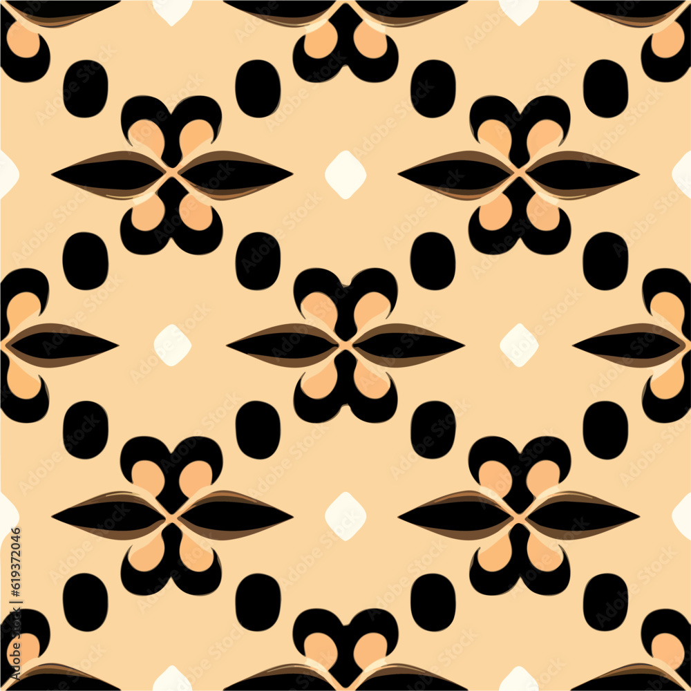 Fototapeta premium Eye catching black and white pattern featuring repeated circles, perfect for fabrics and textiles. The seamless design lends itself well to creating a cohesive and visually appealing pattern.