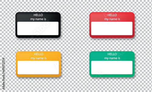 Hello, my name is introduction flat vector label for print