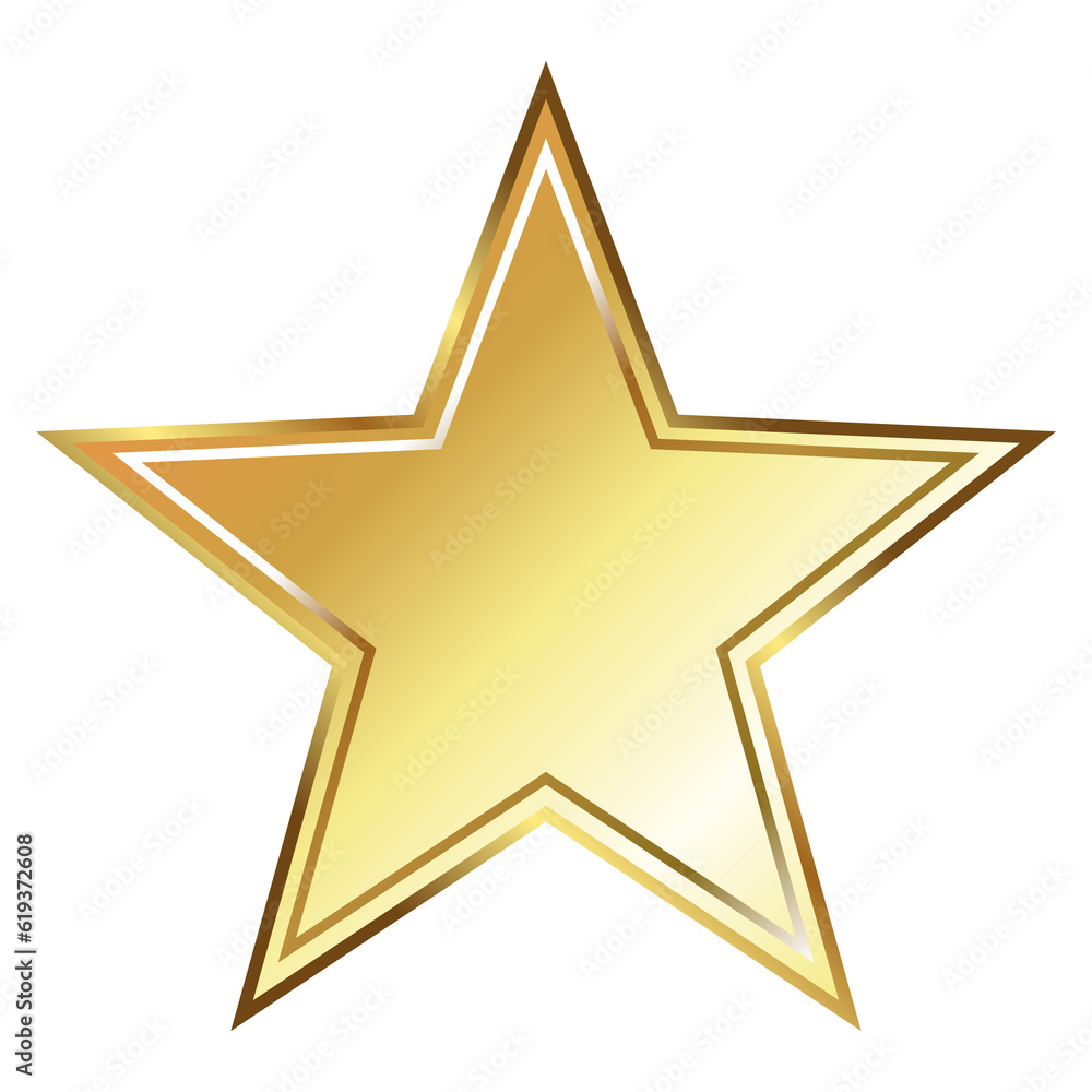 Golden shiny five pointed star festive glam symbol Golden shiny five pointed star festive glam symbol