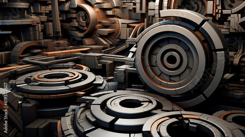 3D Abstract Industrial Background, Generative Ai