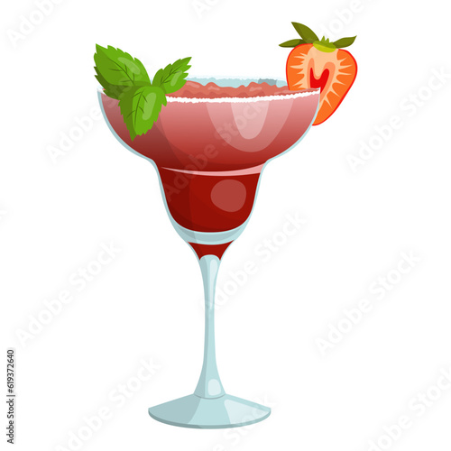 Strawberry daiquiri cocktail. vector illustration on a white background