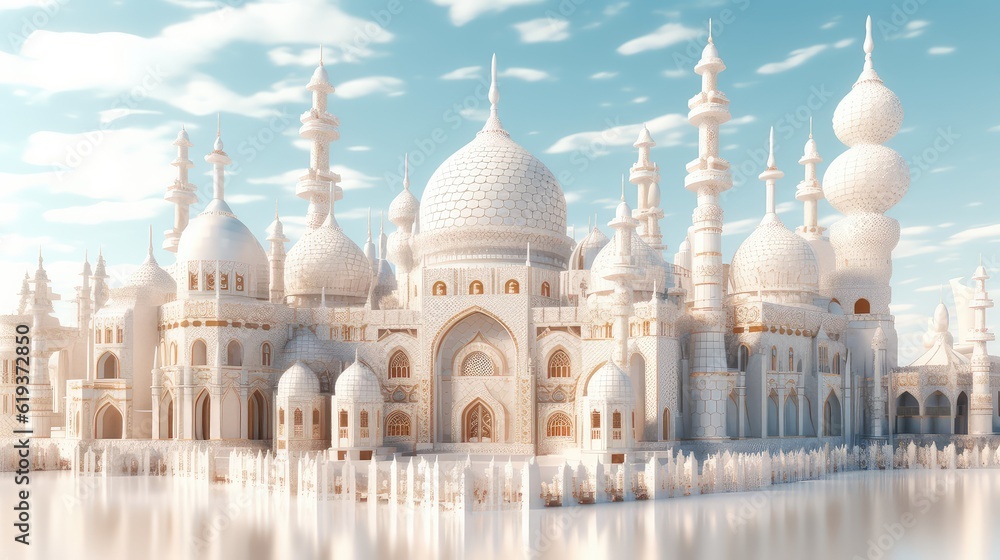 A majestic mosque 3d illustration - Generative AI.