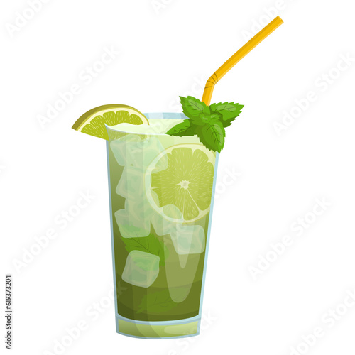 Mojito cocktail. vector illustration on a white background