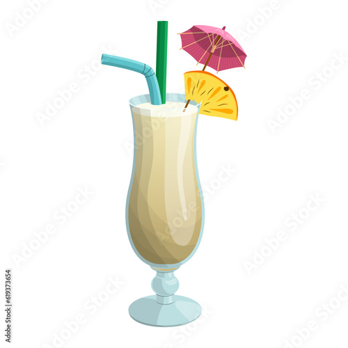 Pina colada cocktail . vector illustration on a white background