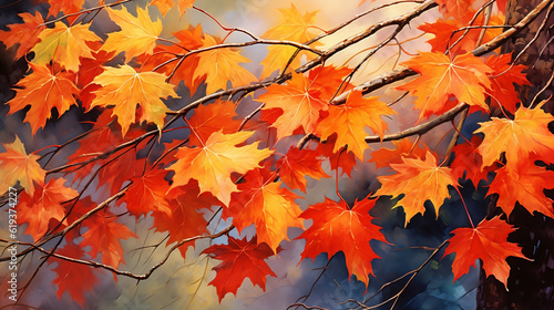 Autumn Maple Foliage, Generative Ai