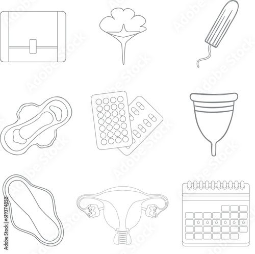 Women's days critical days lunar pads icons vector illustration