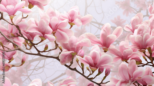 Magnolia Flowers Background, Generative Ai