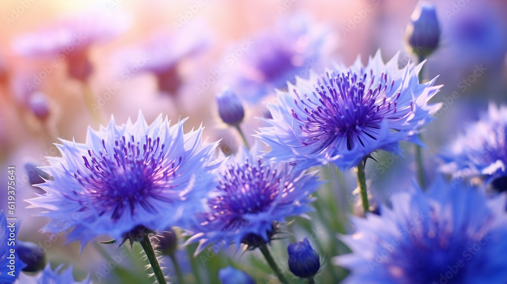 Natural Background with Cornflowers, Generative Ai Natural Background with Cornflowers, Generative Ai