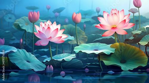 Natural Background with Lotus, Generative Ai