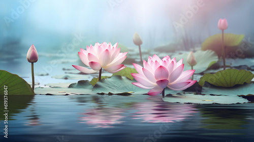 Natural Background with Lotus, Generative Ai
