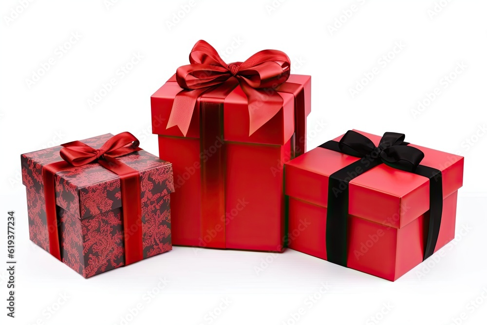 Obraz premium Gift Box on White Background for Holidays, Birthdays and Celebrations. Decoration Design Isolated for Christmas Xmas Anniversary and Greeting