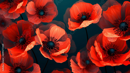 Poppy Flowers Background , Generative Ai