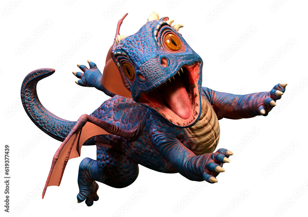 Obraz premium 3D Rendering Fairy Tale Dragon on White