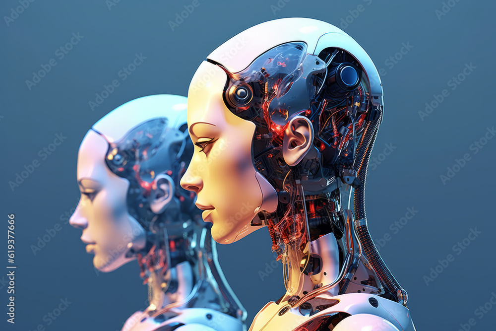 An Artificial intelligence robot. Modern futuristic cyborg robot illustration An Artificial intelligence robot. Modern futuristic cyborg robot illustration