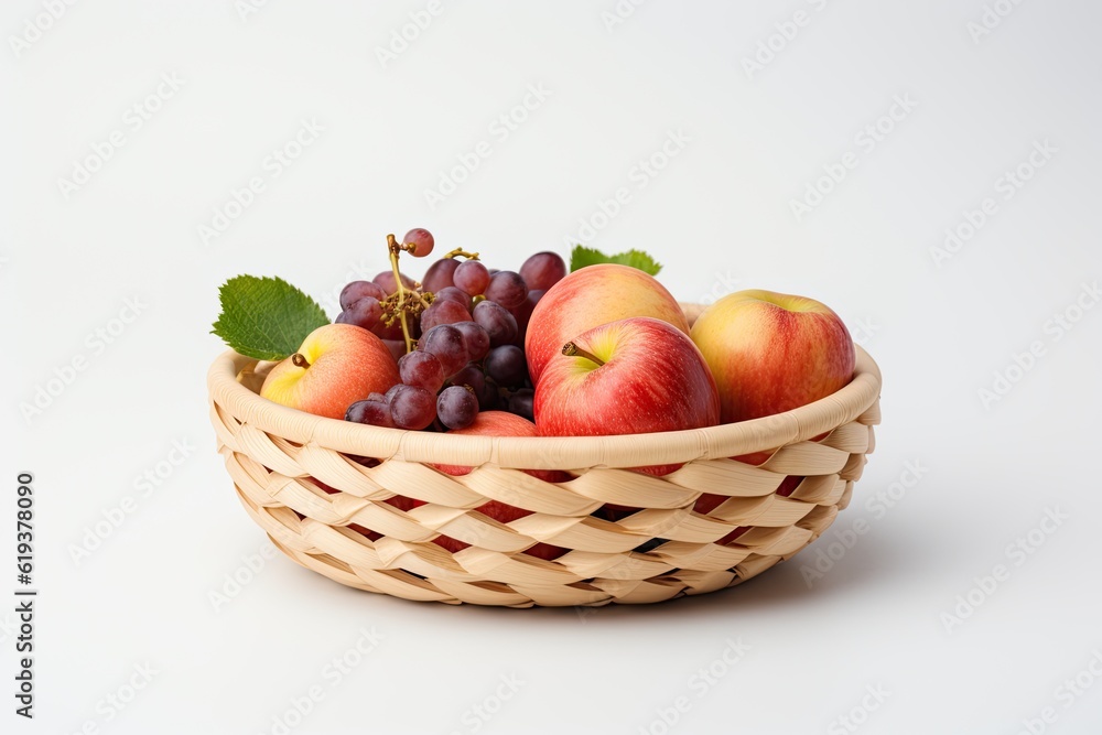Wooden fruit or bread basket on white background Wooden fruit or bread basket on white background