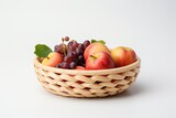 Wooden fruit or bread basket on white background