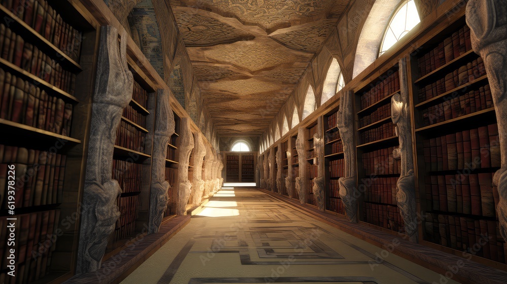 Mosques library 3d illustration - Generative AI. Mosques library 3d illustration - Generative AI.