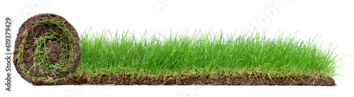 Cuadro en lienzo Rolling Lawn Panorama isolated on white Background