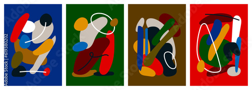 Colorful organic forms. Hand drawn simple shapes. flat vector shapes collection influenced by Naive art and graffiti. Abstract backgrounds for poster, card, cover, packaging, banner or branding.