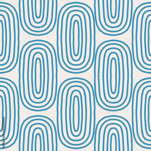 Simple and elegant seamless pattern with Zen Lines. Abstract seamless texture in retro style. Hand drawn ink lines background. Simple geometry