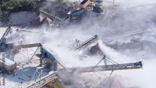 Working stone crusher with conveyor lines.