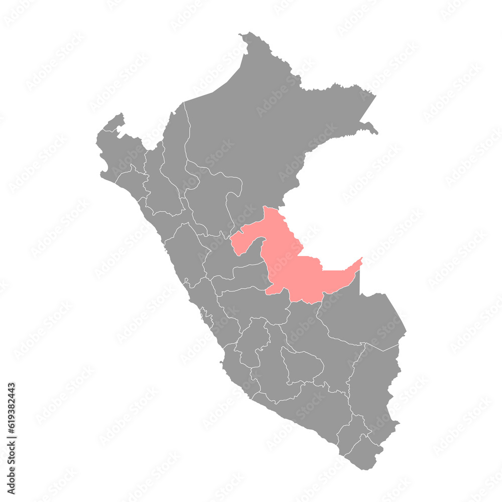Ucayali map, region in Peru. Vector Illustration.