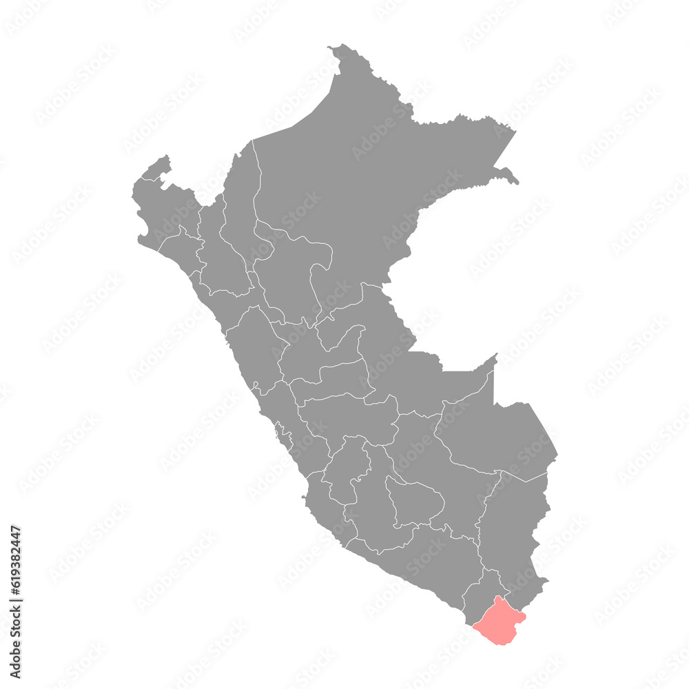 Tacna map, region in Peru. Vector Illustration.