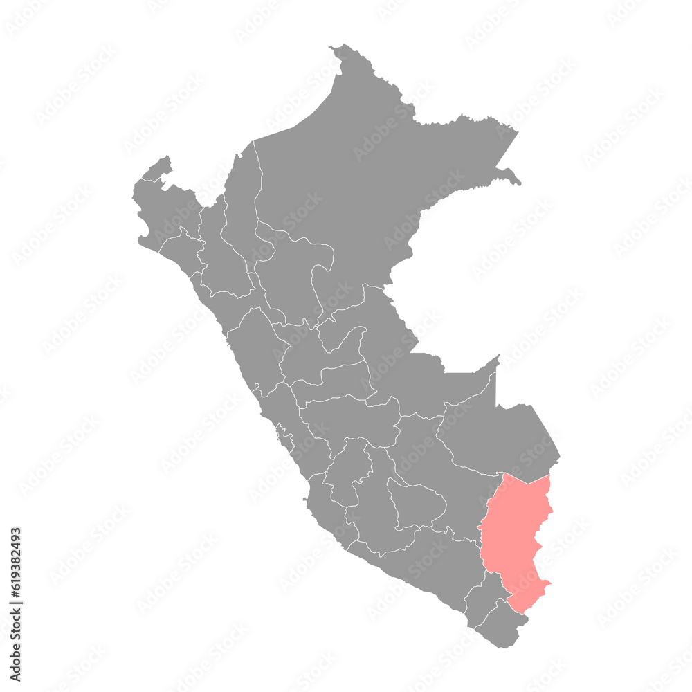 Puno map, region in Peru. Vector Illustration.