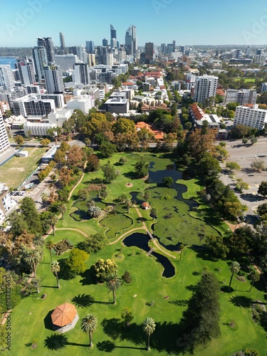 Aerial view of Queens Gardens in Perth, Western Australia.
