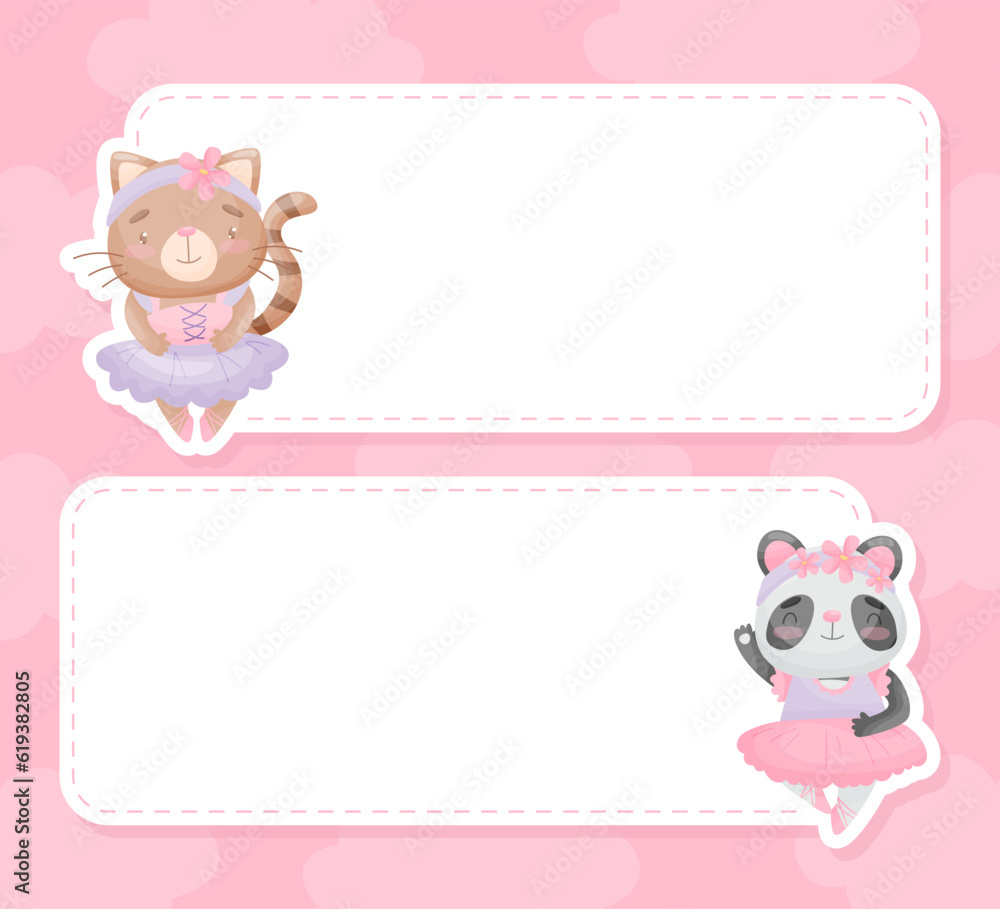 Notepad Page with Cute Animal Ballerina in Tutu Skirt and Pointe Shoes Vector Template Notepad Page with Cute Animal Ballerina in Tutu Skirt and Pointe Shoes Vector Template