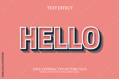 Hello 3D Fully Editable Vector Eps Text Effect Template Design