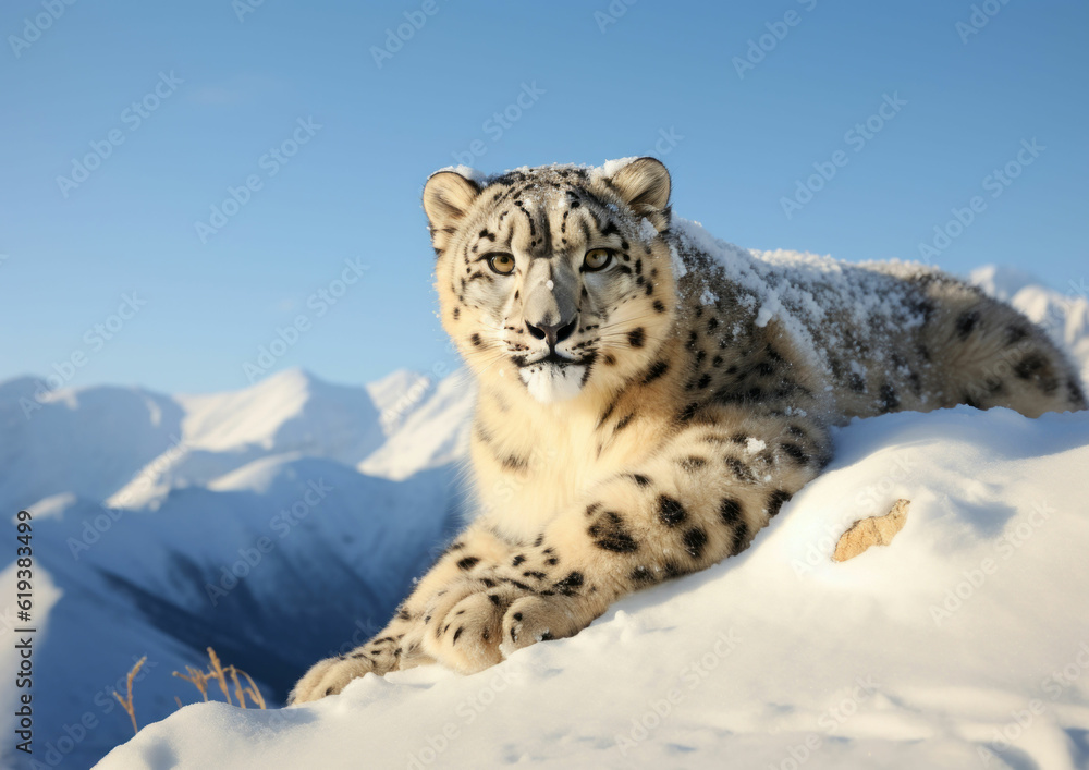 Obraz premium Front Portrait of Snow Leopard