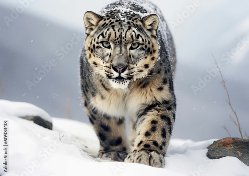 Front Portrait of Snow Leopard