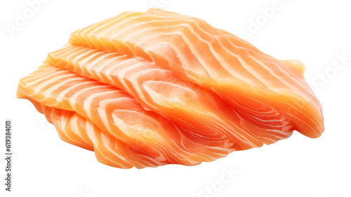 Sliced salmon fleshes, transparent background, isolated