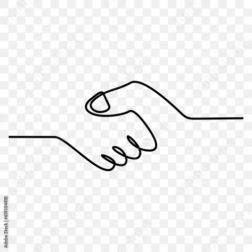 vector illustration of a handshake, continuous line drawing