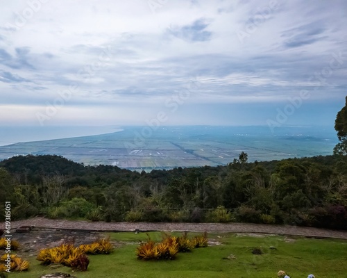 Garden on the top of Gunung Jerai during sunset overlooking the Kedah town. photo