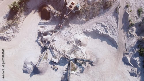 Bird's eye view of an industrial stone crusher.