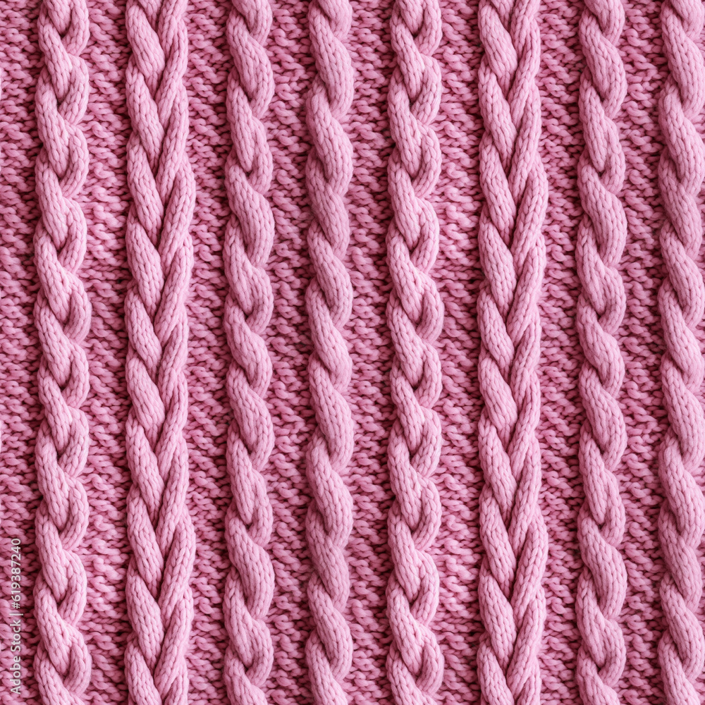 Pink knitted fabric, seamless pixel perfect pattern texture.