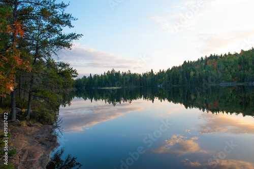 Idyllic scene of pristine Lake Ella surrounded by lush trees in Florida, the United States