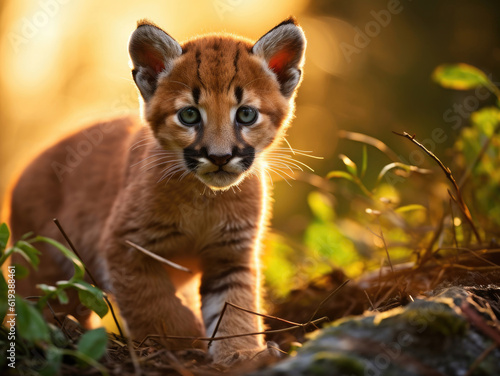 Close-up of a cute puma cub